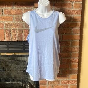 The Nike Tee Dri-Fit Athletic Cut Iridescent Logo Periwinkle Tank Top